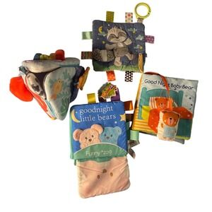 Funny Zoo Soft Cloth Baby Book Lot Sensory Crinkle Mirror Plush Infant Toy Set